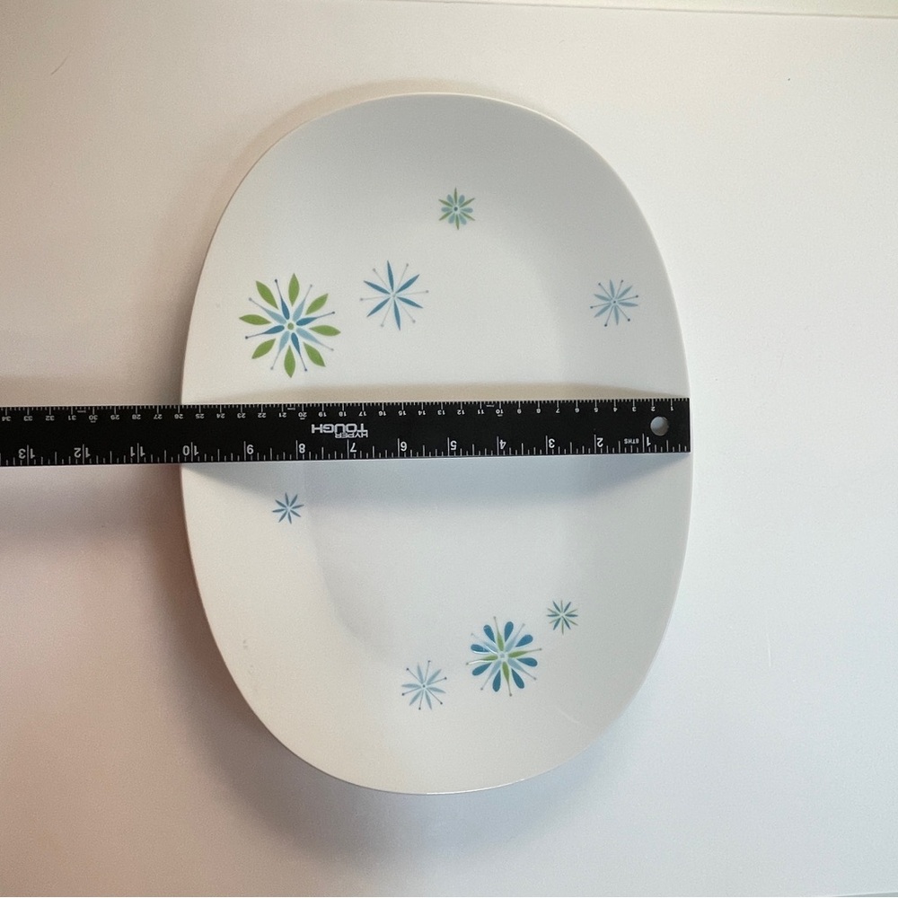 Rare! VTG Sango Fine China Serving Platter Atomic Starburst Blue & Green 1960s - Picture 6 of 6